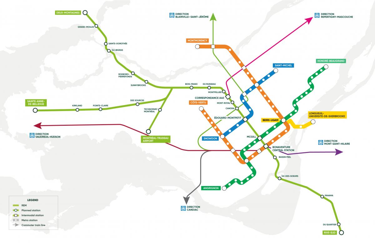 Reseau express metropolitain route map